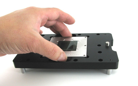 Place aluminum insert with the BGA into the base